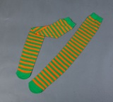 17IR0427B Yellow and Green Striped Thigh Highs