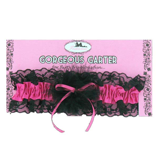 HE0119 Black And Hot Pink Lace Garter