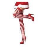 19HE0819A Red and White Striped Knee High Socks