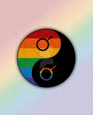 Rainbow yin and yang badge RB9014