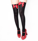 Black Red Bow Thigh Highs Stockings HE9405(1)