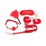 HE9301 Leather Sexy Handcuffs Whip Mouth Ball Eye Mask Handcuff Whip Kit