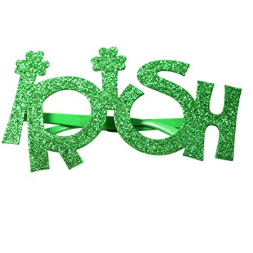 18IR7090 Glittered Irish Glasses