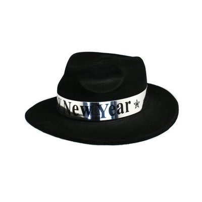 happy new years black velour fedora NY5040