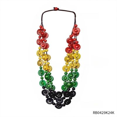 Jamaica Rasta Beaded Necklace Reggae Colorful Statement Jewelry for Party