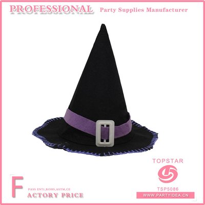 Black Halloween Witch Hat with one Buckle TSP5086