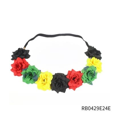 Jamaica Rasta Flower Headband Colorful Crochet Hairband
