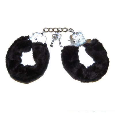 Black furry metal handcuffB NY9005