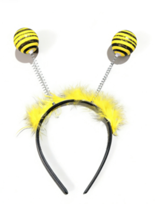 Bee Antenna Headband - Black & Yellow Pom-Pom Headband for Halloween & Cosplay