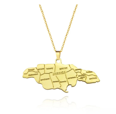 Jamaica Map Pendant Necklace Jamaican Pride Jewelry for Women Men Perfect Souvenir and Gift